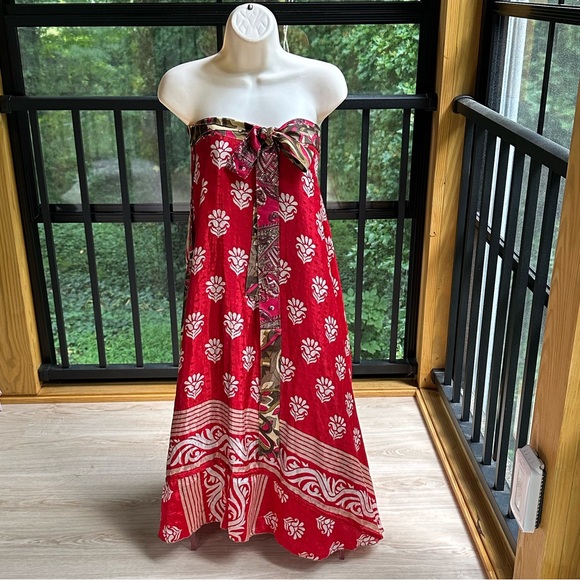 Reversible & Convertible Wrap Skirt Flowy Dress Packable Garden Girl ~ One Size - Picture 7 of 13